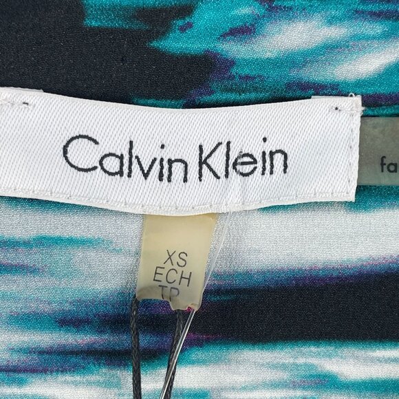 NEW Calvin Klein Womens XS Button Up Blouse Abstract Print Shirt Top - Picture 3 of 9